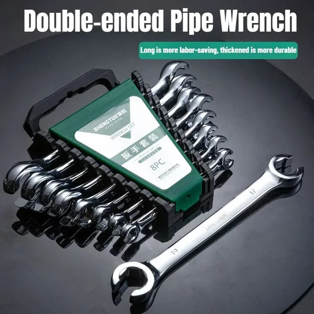 Ölrohr-Blare-Mutter-Schraubenschlüssel-Set in Silber, 6–27 mm, offener Bremsschlüssel für Autoreparaturen und Demontagearbeiten - Bild 1