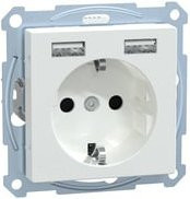 Merten Schutzkontakt-Steckdose mit USB-Ladegerät für Unterputz, System M, Weiß, IP20 - Bild 1