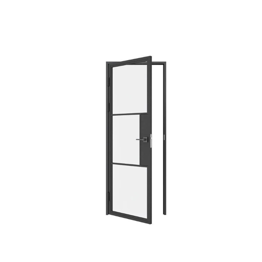 inova Loft Glastür Komplettset mit Beschlag und Schloss, Klarglas, Schwarz, DIN Links, B: 93,0 cm, H: 231,5 cm - Bild 2