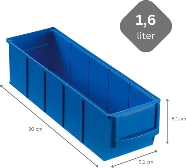 PROREGAL SparSet 10x Blaue Industriebox 300 S Sortimentskasten H x B x T: 8,1 x 9,1 x 30 cm - Bild 1
