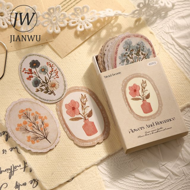 JIANWU Mijing Flower Collection Series Vintage Floral Landschaft Sticker Set für kreatives DIY Journaling in Multicolour - Bild 1