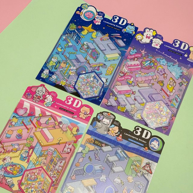 NEKONI Cartoon Miniatur-Szenen Puzzle-Aufkleber für Scrapbooking und DIY Journaling, Mehrfarbig - Bild 1