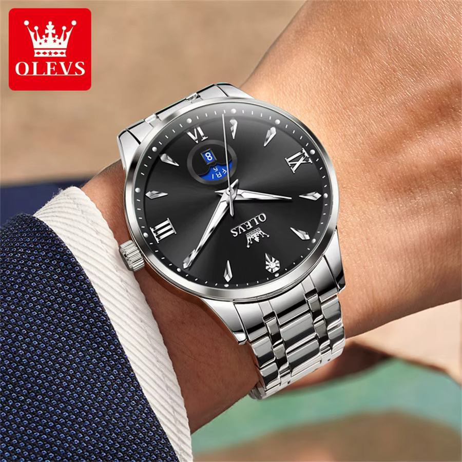 OLEVS Armbanduhr, Quarz, Edelstahl, Silber, Herren - Bild 5