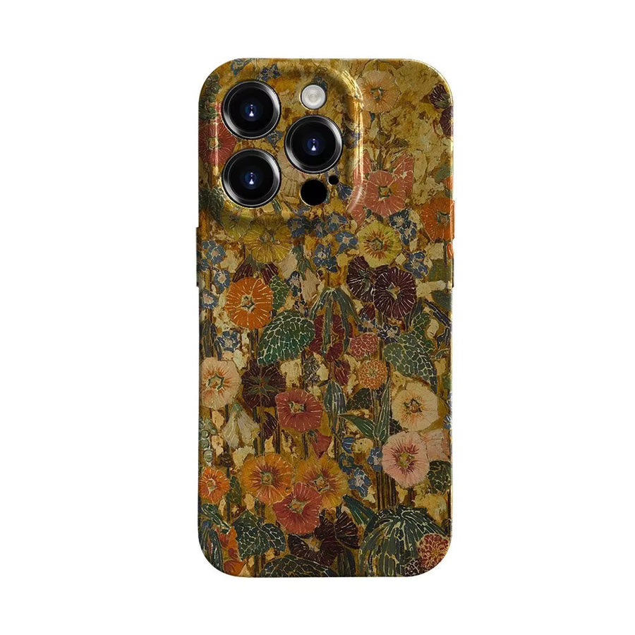 Potdemiel Handyhülle mit literarischem Retro-Blumen-Design für iPhone 11 bis 16 Pro Max, glänzende Folie, harte PC-Abdeckung, Multicolor - Bild 4
