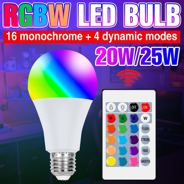 CanLing RGB LED-Glühbirne E27 mit 25W, dimmbar, Multicolour Stimmungslampe für Party und Heim-Atmosphärenbeleuchtung - Bild 1