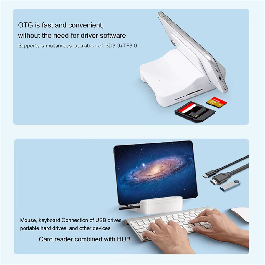 AAAE USB C Dockingstation in Weiß mit 4K Adapter, PD 100W, USB 3.0 sowie SD und TF Slot für PC und Laptop - Bild 2