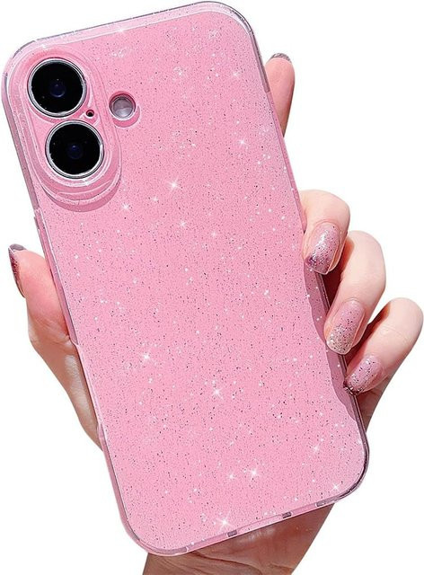 Glitzernde Handyhülle in Rosa für Apple iPhone 16 Pro Max, 15, 14, 13, 12, 11 – Funkelnde Schutzhülle für Damen und Mädchen - Bild 1
