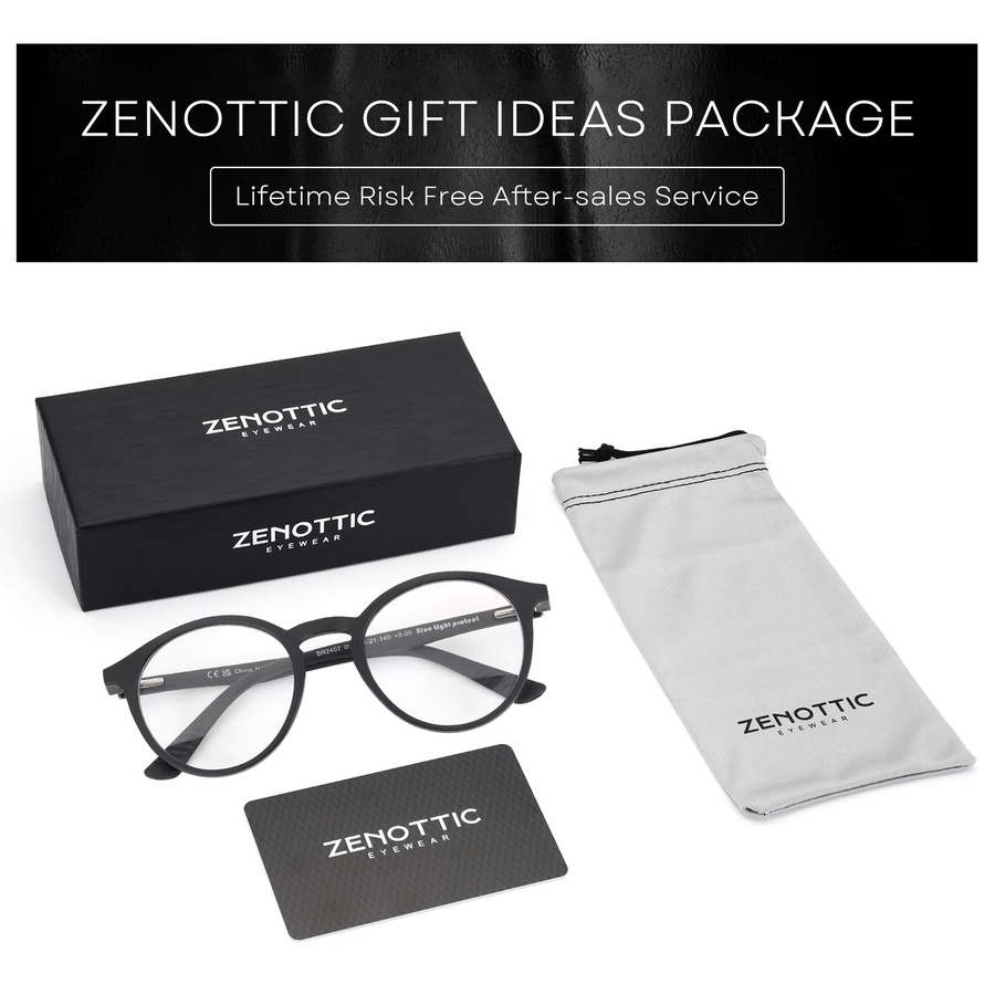 ZENOTTIC Korrektionsbrille, rund, Vollrand, Kunststoff, Unisex, schwarz - Bild 2