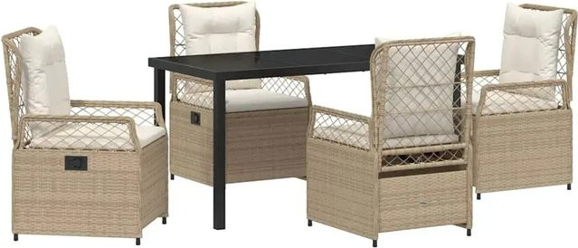 vidaXL Garten Essgruppe 5-teilig aus Poly-Rattan in Beige mit Tisch und Stühlen für Garten und Terrasse - Bild 1