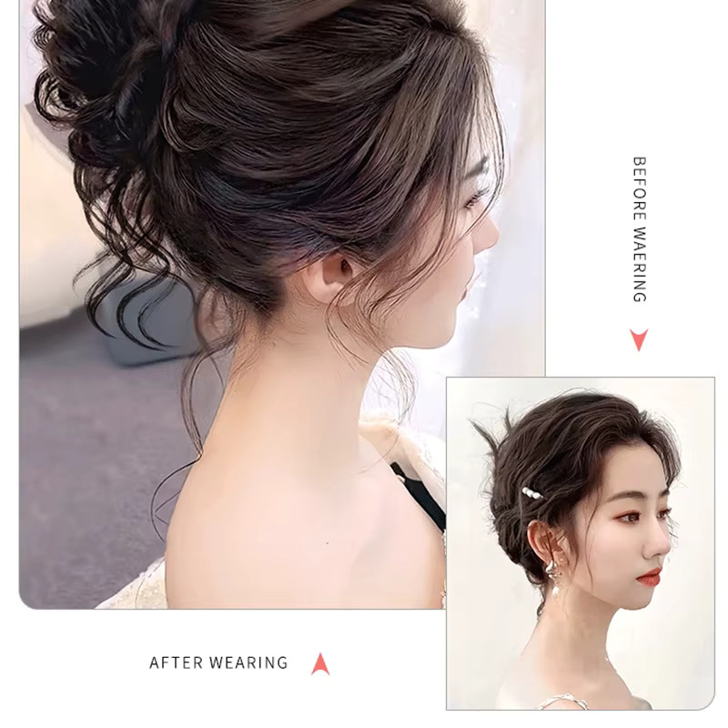 HNKMP Donut-Haarteil lockiger Dutt-Chignon mit Klammer und Haargummis, Damen - Bild 3