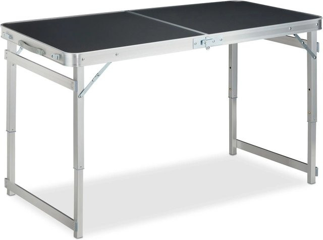 Relaxdays Campingtisch Set aus Aluminium in Silber und Grau, klappbar und höhenverstellbar, B/T/H: 120 x 60 x 71 cm - Bild 1