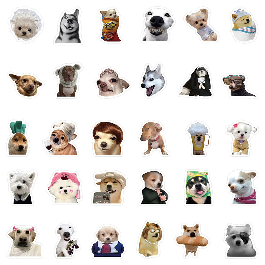 60 Stück Wasserdichte Hunde Cartoon Meme Aufkleber in Multicolour für Laptop, Notebook und Helm von BulingBulingStickers Shop - Bild 3