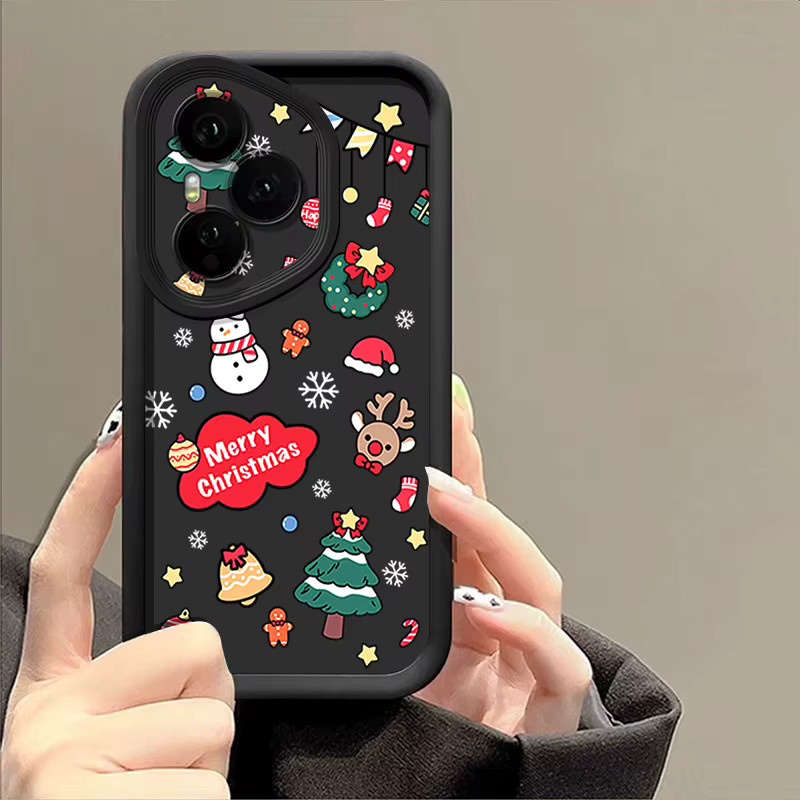 Stoßfeste Silikon Handyhülle mit Frohe Weihnachten Druck für Honor 400 200 Pro Magic 7 Lite X8c X9c Smart X6a X6b X6c in Rot - Bild 3
