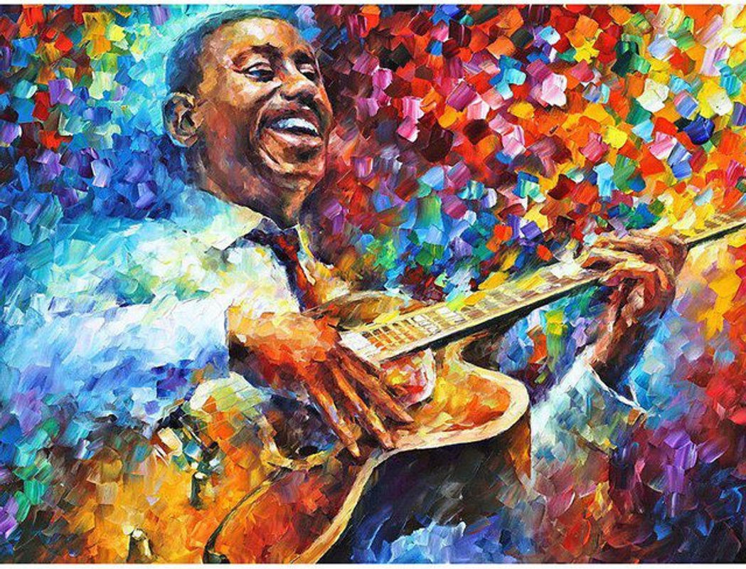 FIYO Diamond Painting Set Gitarre Motiv in Mehrfarbig, 5D Stickerei Set mit Strass und Leinwand, B/H: 30 x 20 cm - Bild 1