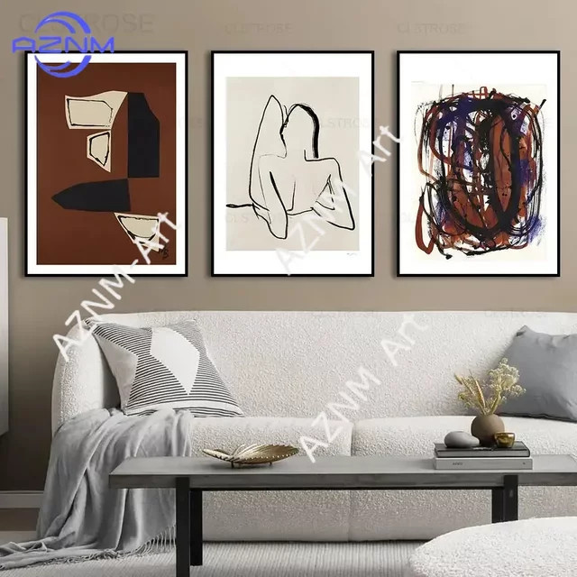 KAYOU Curve Girl Poster Minimalistische Leinwandmalerei als abstrakte Wandkunst in Multicolour für deine moderne Heimdekoration - Bild 1