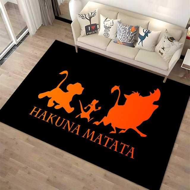 LjqEight Kinderteppich Der König der Löwen Simba Motiv, Rutschfest und Waschbar, Polyester, B/H: 90 x 60 cm, Schwarz - Bild 1