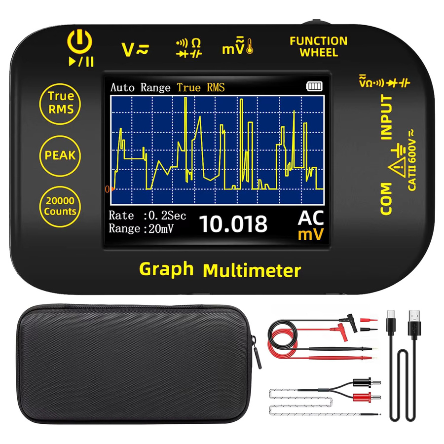 BSIDE S450 Grafisches Digitalmultimeter Datenaufzeichnungsgerät in Schwarz mit Akku für Photovoltaik und Bergbau, TRMS Voltmeter und Tester für Spannung, Temperatur, Widerstand sowie Kapazität und Diode - Bild 5