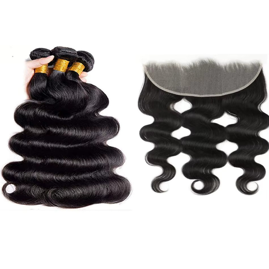 xbeauty Körperwelle Brasilianisches Echthaar, 3 Bündel mit Frontal - Bild 5