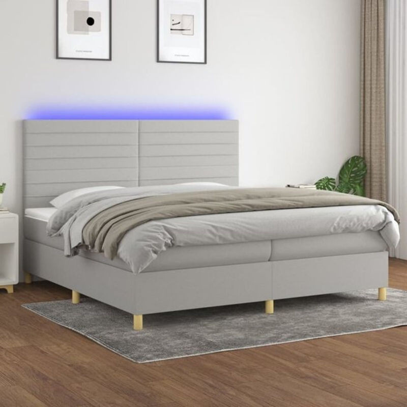 Vidaxl Boxspringbett mit Matratze in Grau und Weiß aus Stoff, B/T/H: 200 x 200 x 118 cm - Bild 1