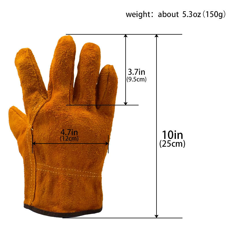 Arbeitsschutz-Handschuhe aus Rindsleder in Gelb, doppellagig und verschleißfest für das Schweißen als persönliche Schutzausrüstung - Bild 2
