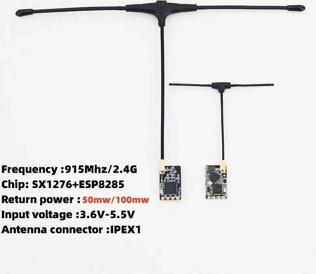 10 Stück Nano ExpressLRS ELRS Empfänger mit T-Typ Antenne, 915MHz / 2,4GHz, Schwarz, unterstützt WLAN-Upgrade für RC FPV Drohnen - Bild 1