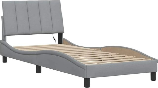 vidaXL Bettgestell Hanko Hellgrau mit USB-Ladeport und Unterbettbeleuchtung, B/H: 90 x 208 cm - Bild 1