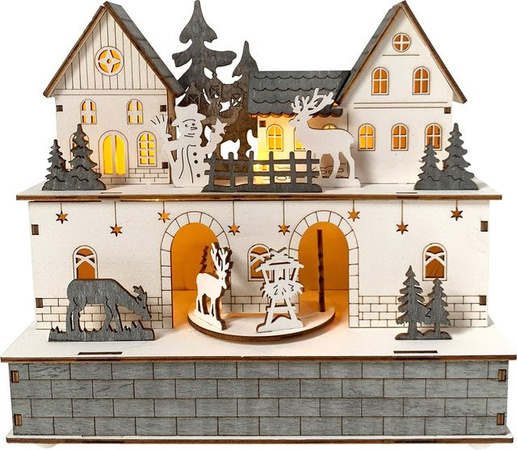 HTI-Living Beleuchtete Weihnachtsszene mit beweglichen Figuren für die Advents- und Weihnachtszeit