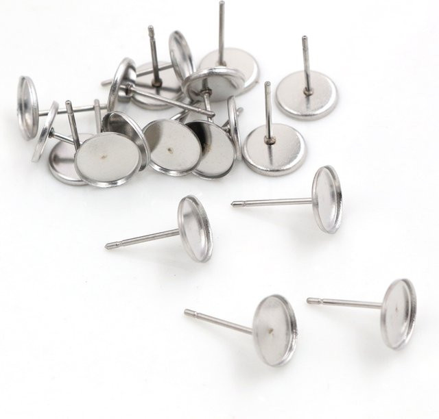 Wadsfred Ohrring Basis Studs, Edelstahl, 8mm, 10mm - Bild 1