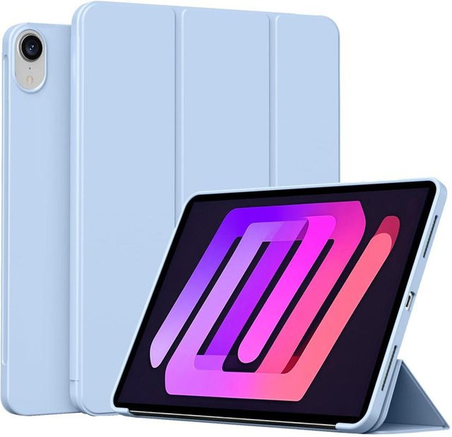 Magnetische Silikon Hülle für iPad Mini 7 A17 Pro und iPad Mini 6 8,3 Zoll mit Smart Cover Rückschale in Blau - Bild 1