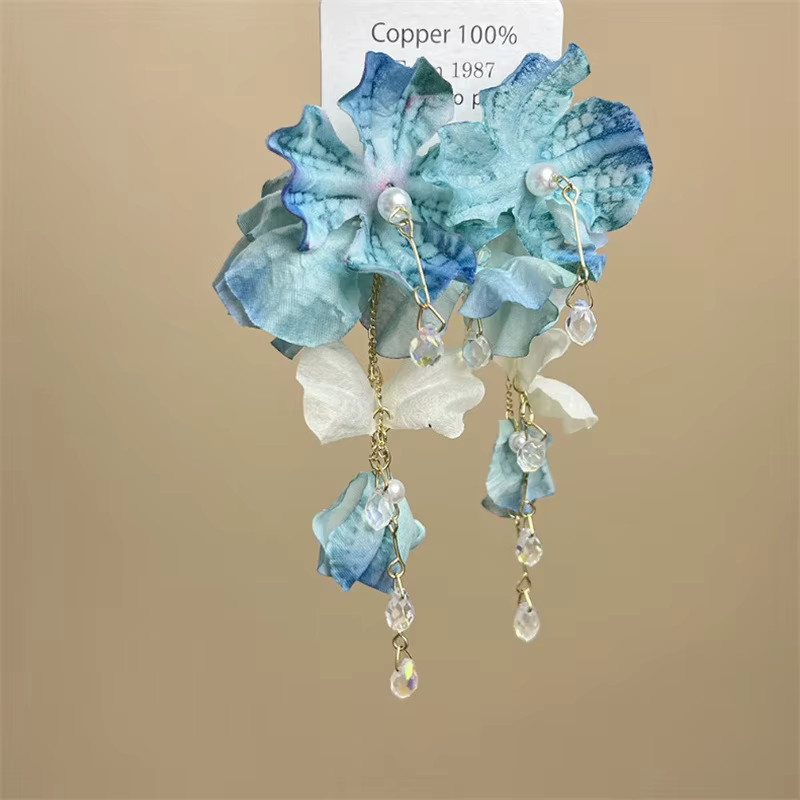 LATS Ohrringe, blaue Blumen, Kristall, Damen, Bunt - Bild 2