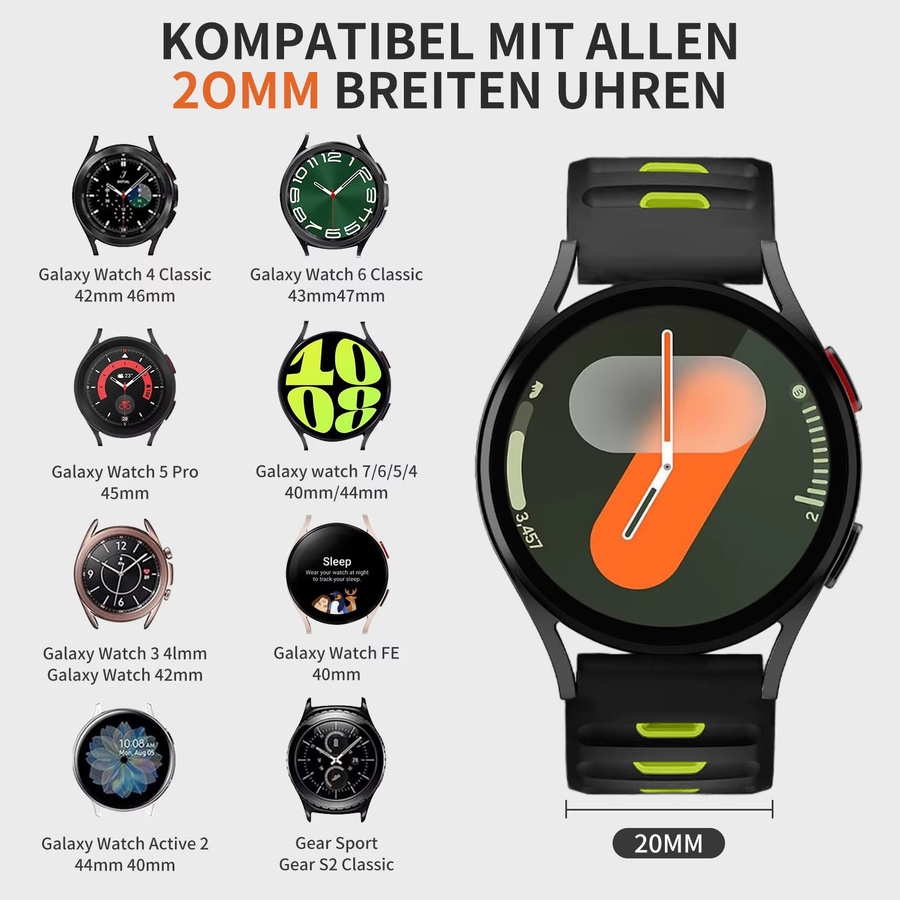 Samsung Uhrenarmband Silikon, Schwarz, Unisex - Bild 4