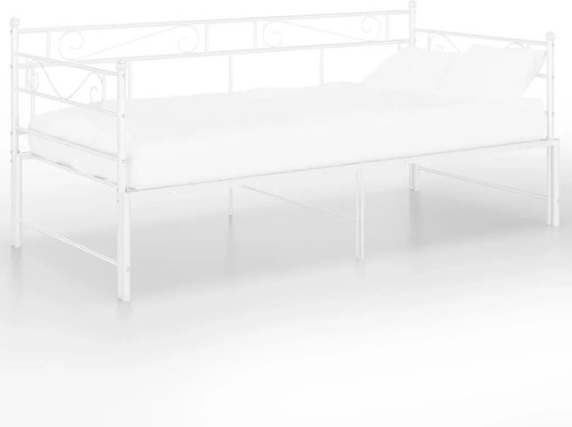 vidaXL Ausziehsofa Bettgestell aus pulverbeschichtetem Metall in Weiß, B/T/H: 90 x 200 cm - Bild 1