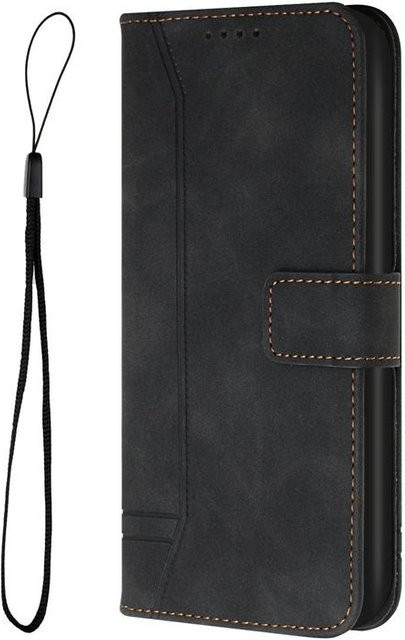 Stoßfeste Klapp-Lederhülle mit Kartenfach für Oukitel C25 C50 C51 C53 WP50 WP52 5G in Schwarz - Bild 1
