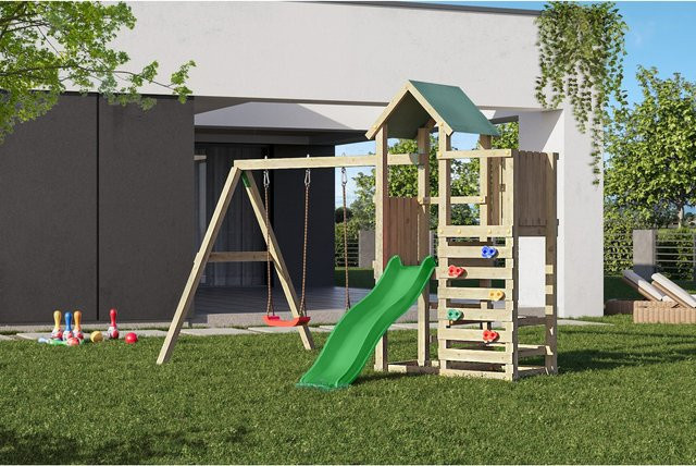 FUNGOO Spielturm Klettergerüst Chester mit Schaukel und Rutsche - Bild 1
