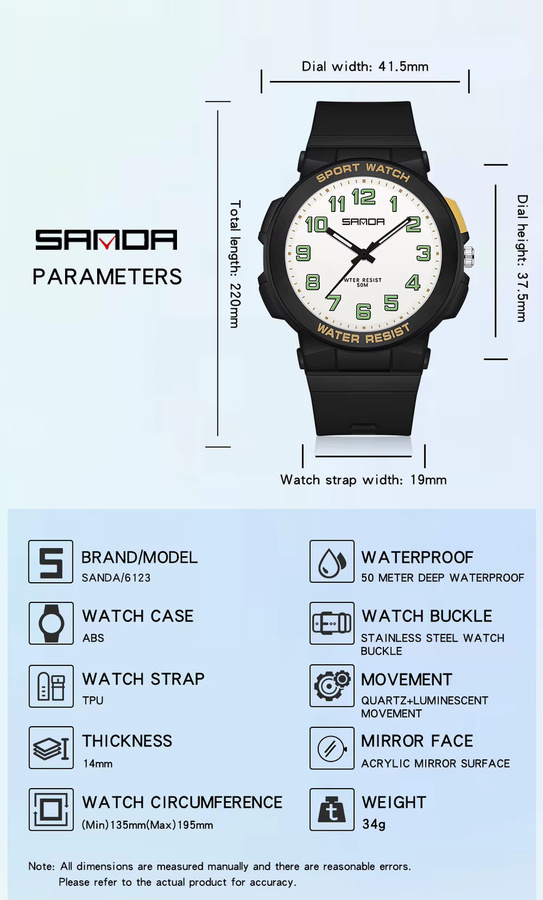 Sanda Armbanduhr, Digitaluhr, Quarz, Kunststoff, Schwarz, Kinder - Bild 2