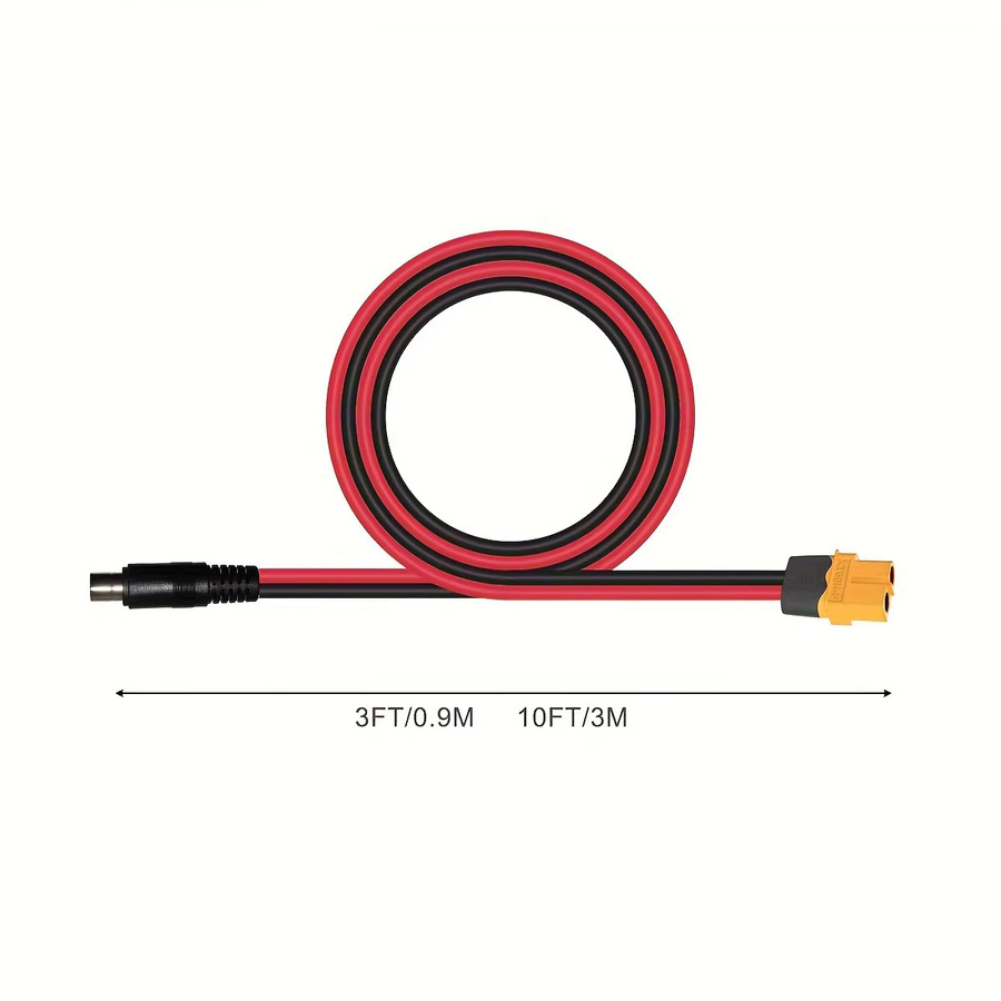 JMUYTOP XT60 Buchse auf DC 5521 Stecker Verlängerungskabel 3,05 m für LifePO4 und EcoFlow River/DELTA tragbare Kraftwerke - Bild 2