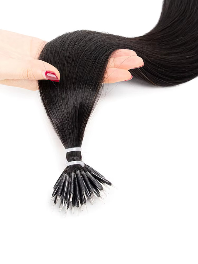 VADES Nano Ringe Echthaarverlängerung Micro Link Remy PreBond, Unisex - Bild 4
