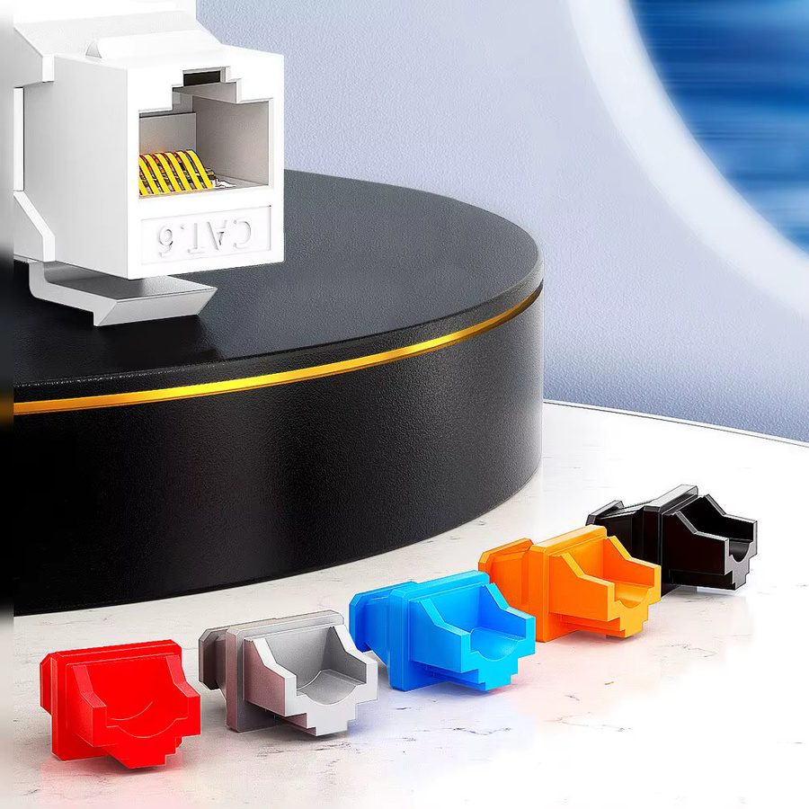 AMPCOM Snap-in RJ45 Protector Blocker Anti-Staub-Abdeckkappe aus weichem PVC für Switch und Router in Schwarz und Multicolour - Bild 5