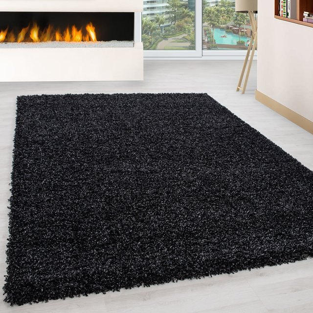 Hochflorteppich Kadima Design RHEIN, einfarbig, Anthrazit, B: 80 cm, L: 150 cm - Bild 1