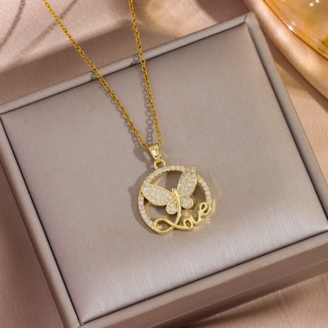Marisa Halskette, 18K Gold überzogen, Edelstahl, Schmetterling, Damen - Bild 1
