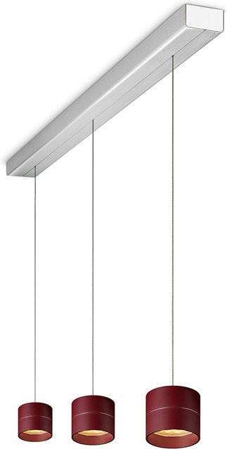 Oligo Tudor S LED-Pendelleuchte 3-flammig Rot matt mit Aluminium-Baldachin und Tunable White (2200K - 5000K) - Bild 1