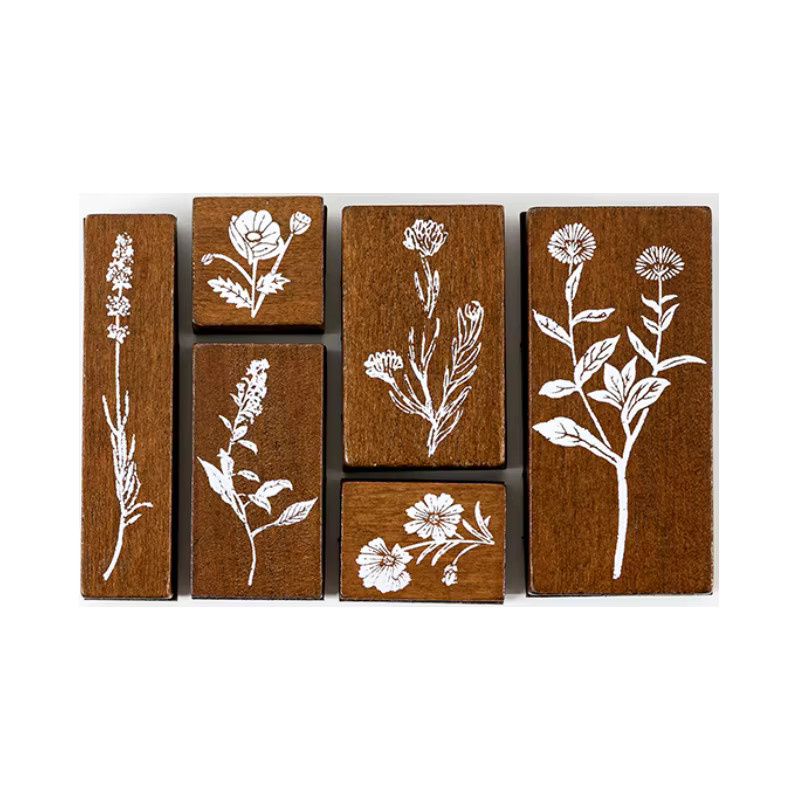 Hobbisland Holzstempel-Set im Vintage-Stil mit Pflanzen und Blumen für Scrapbooking und Bastelarbeiten - Bild 6