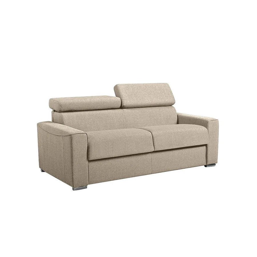 Schlafsofa Vizir von Vente-unique in Beige mit verstellbarer Kopfstütze und Stoffbezug, Breite: 196 cm - Bild 2