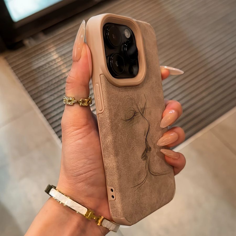 Strukturierte TPU-Handyhülle mit Lover's Kiss-Muster für Apple iPhone 11 bis iPhone 17 Air Pro Max Serie in Braun - Bild 3