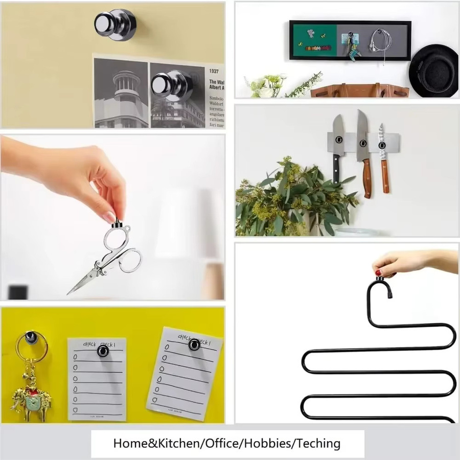Magnetische Neodym-Reißzwecken aus Stahl in Schwarz, Weiß oder Silber für Kühlschrank und Whiteboard - Bild 4