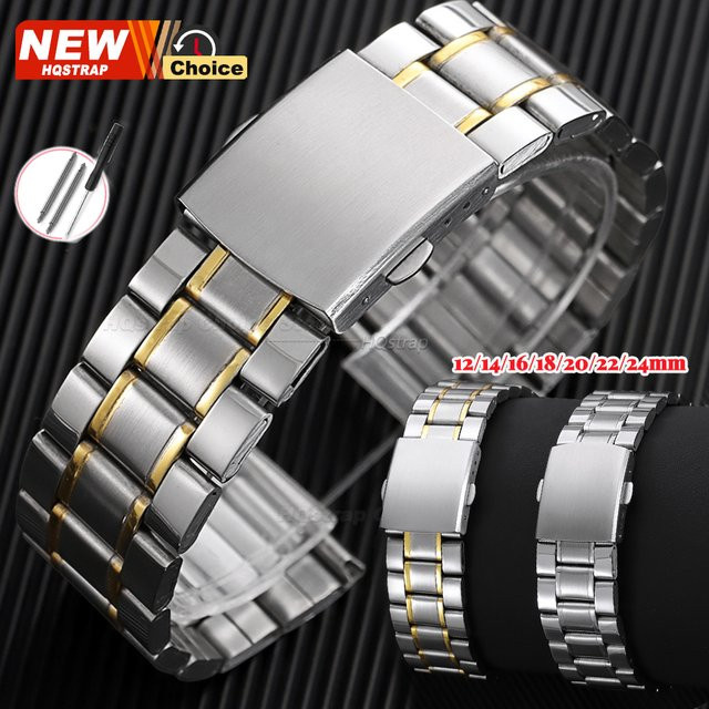 HQstrap Uhrenarmband Edelstahl, Silber, Gold, Unisex - Bild 1