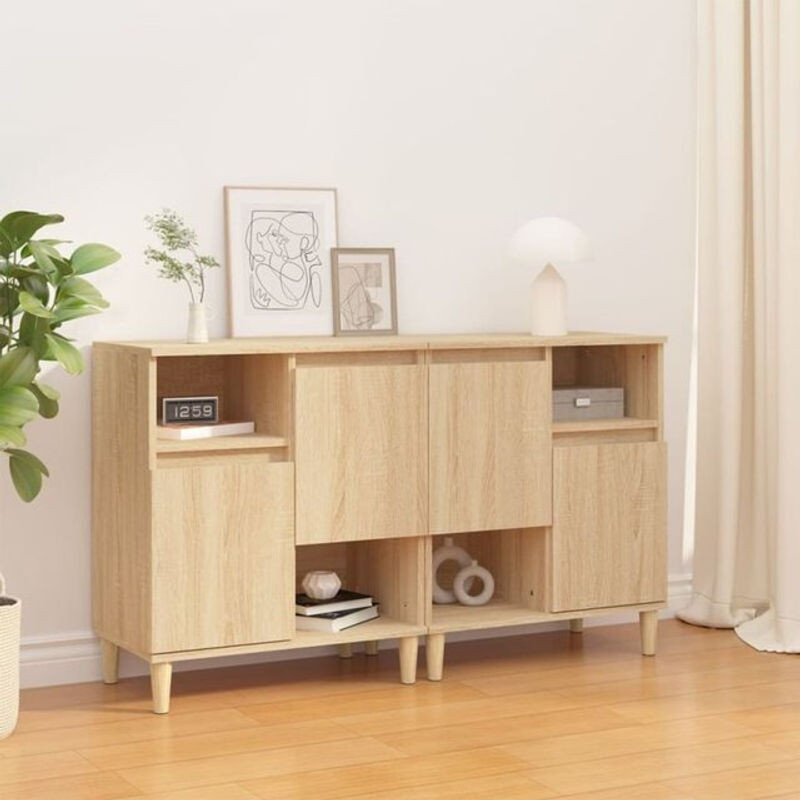 Vidaxl Sideboard Set 2 Stück in Sonoma-Eiche Natur aus Holzwerkstoff, B/T/H: 60 x 35 x 70 cm - Bild 1