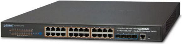 PLANET SGS-6341-24P4X L3 Managed Switch mit 24 x 10/100/1000 PoE+ Ports und 4 x 10 Gigabit SFP+ Ports in Schwarz - Bild 1