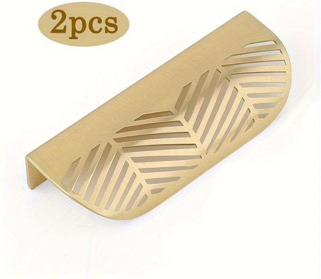 2 Stück Messing-Kantengriffe von SZ-Damai in Bronze, verdeckte Fingergriffe für Schubladen und Garderoben mit gebogener Kante und gebürstetem Finish - Bild 1