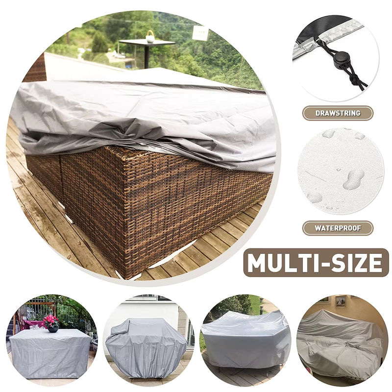 Wasserdichte Gartenmöbel-Schutzhülle von MY·BAKERMAN aus Oxford-Stoff in Silber/Grau für Rattan-Tisch, Stühle und Sofas - Bild 6